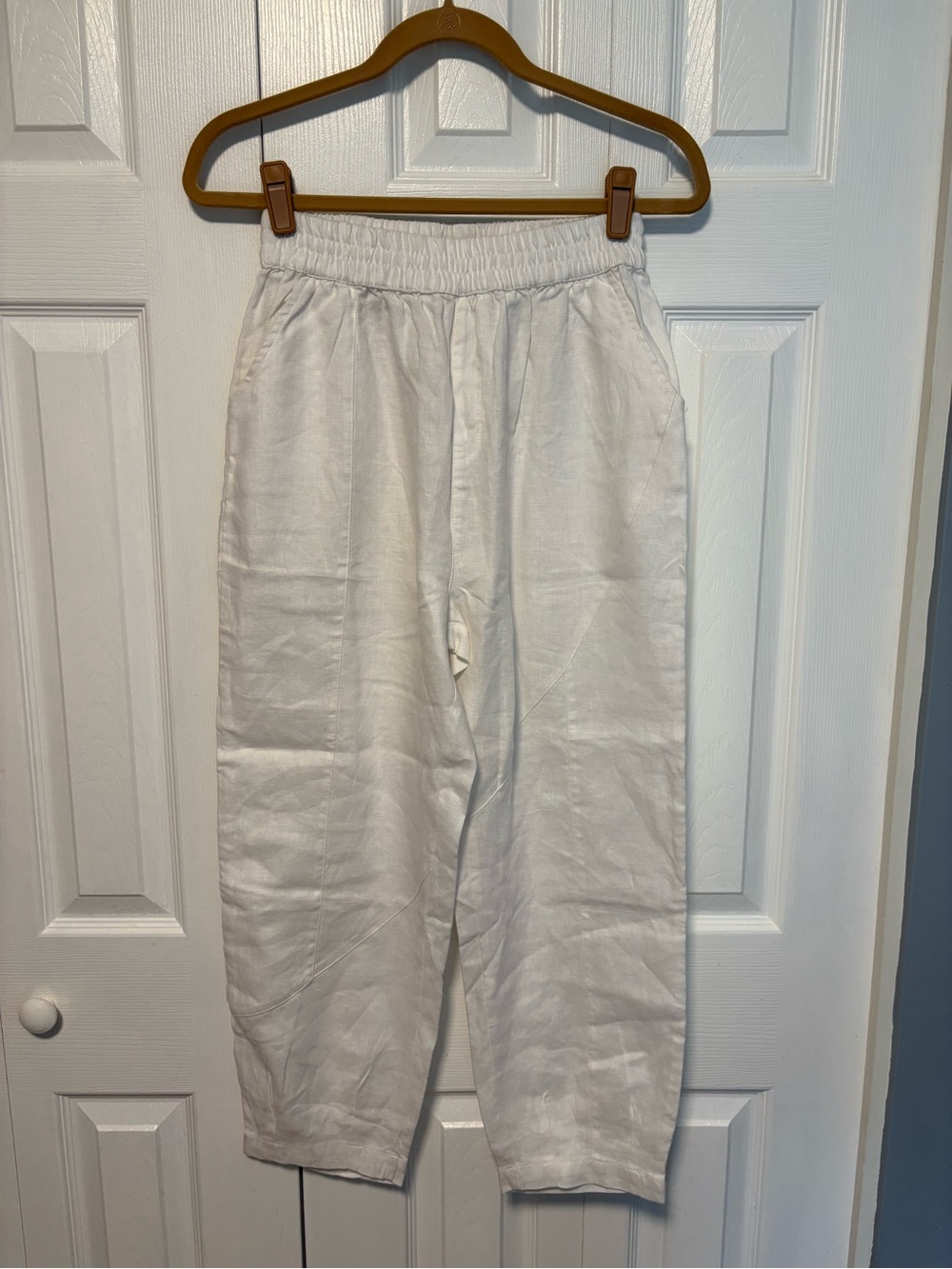 White Linen Pants with Pockets - size S~M